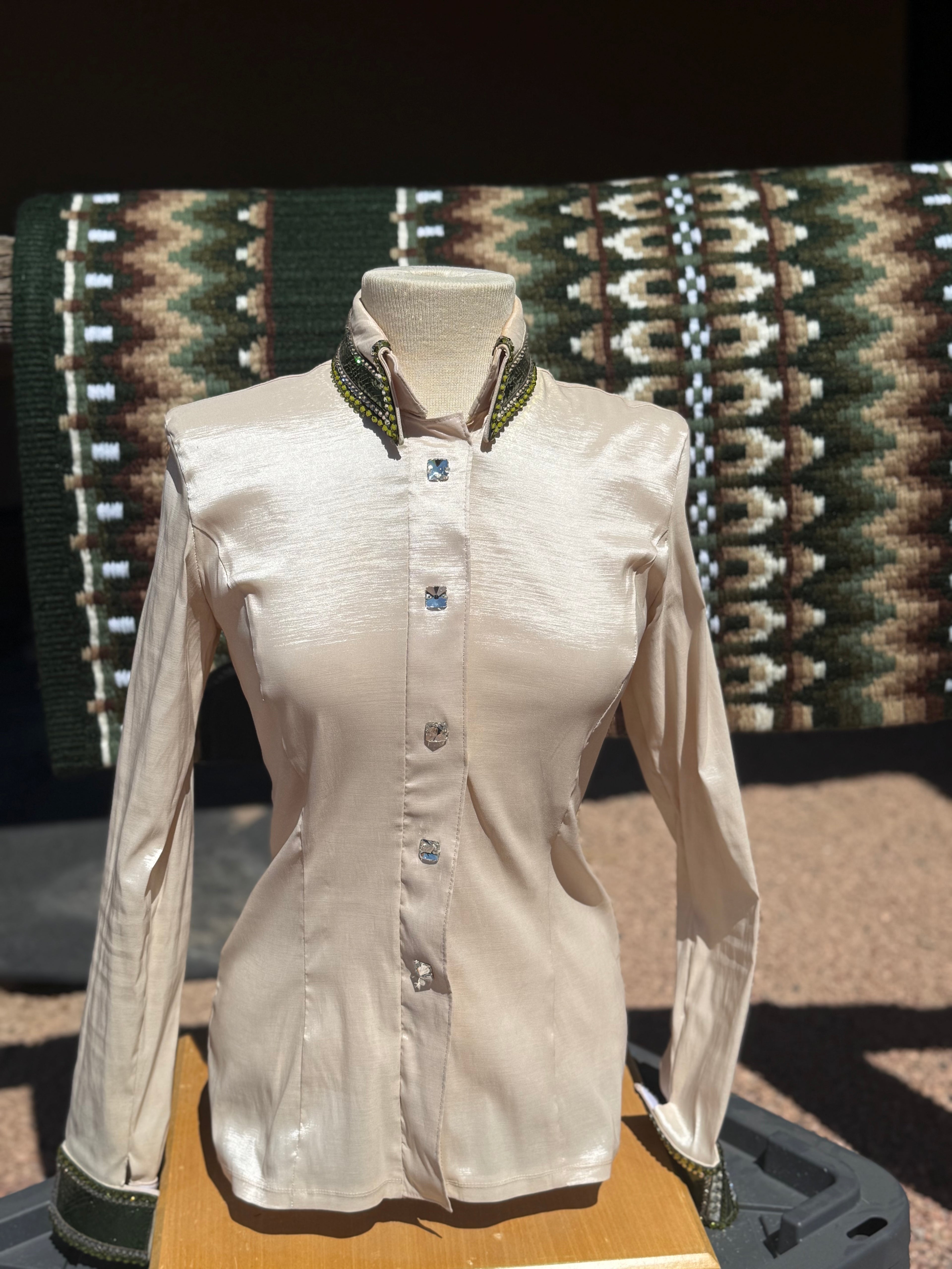 Taupe and Olive Horse Show Beauty Designs Top