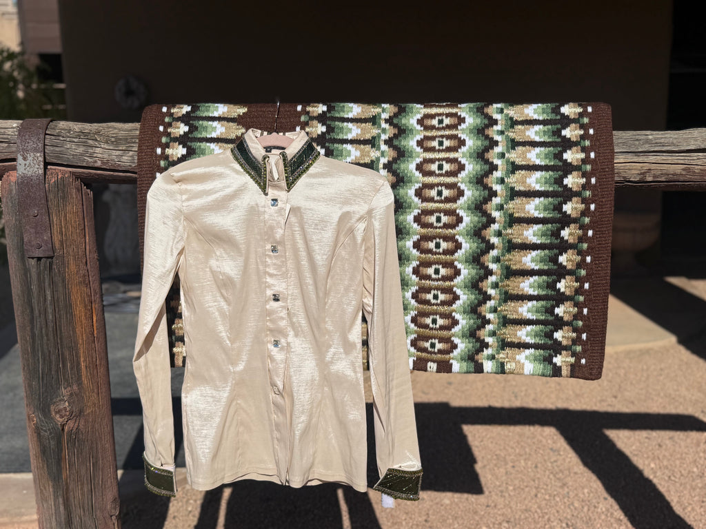 Taupe and Olive Horse Show Beauty Designs Top